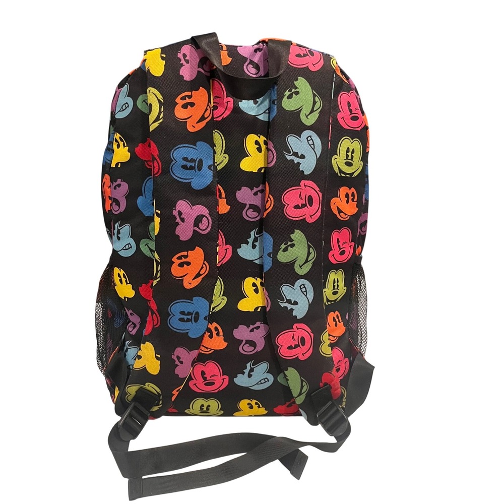 Walt Disney World Mickey Mouse All Over Print Backpack Black Multi Color Logo